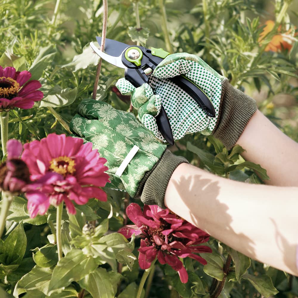 Colwelt Gartengeräte-Set, 8-teilig, Gartengeräte mit Holzgriff, einschließlich Gartentasche, Kniepolster, Handschuhe, Gartenschere, Kelle, Tulpenkelle, Grubber – Gartengeschenke für Damen und Herren