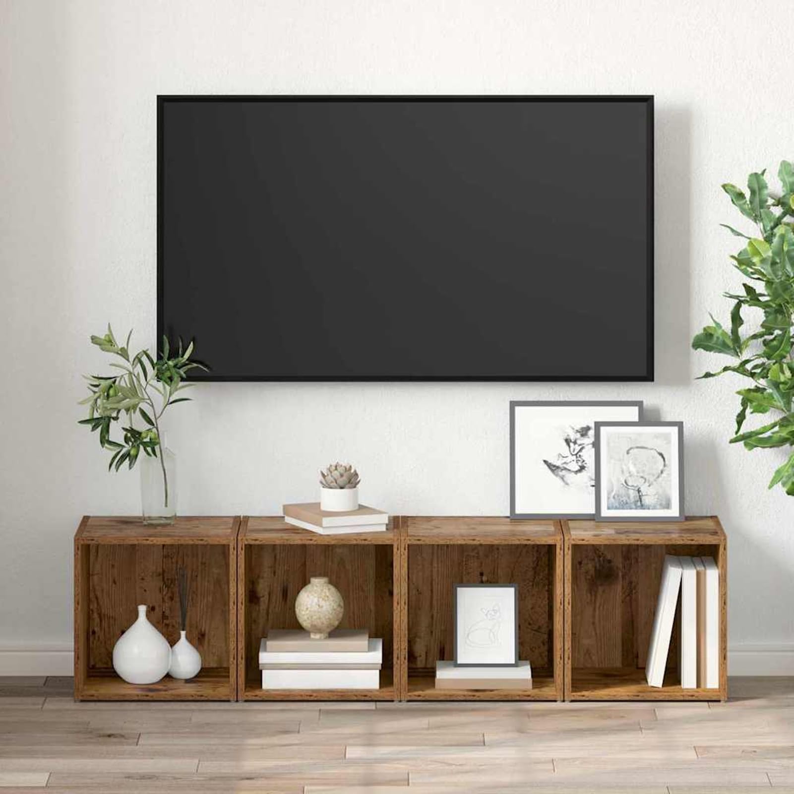 Gecheer TV-Schränk Braun, Fernsehschrank Fernsehtisch TV-Lowboard für Wohnzimmer Home-Cinema Gamerzimmer875087