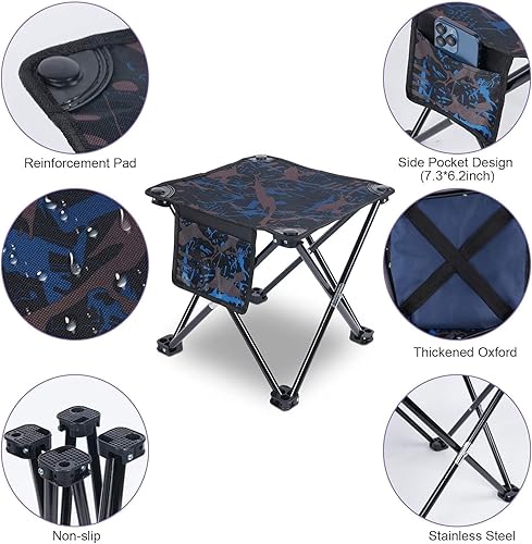 Miniatura 4 de Paquete de 2 taburetes plegables portátiles para adultos, taburete plegable ligero para reposapiés al aire libre, pesca, senderismo, jardinería y