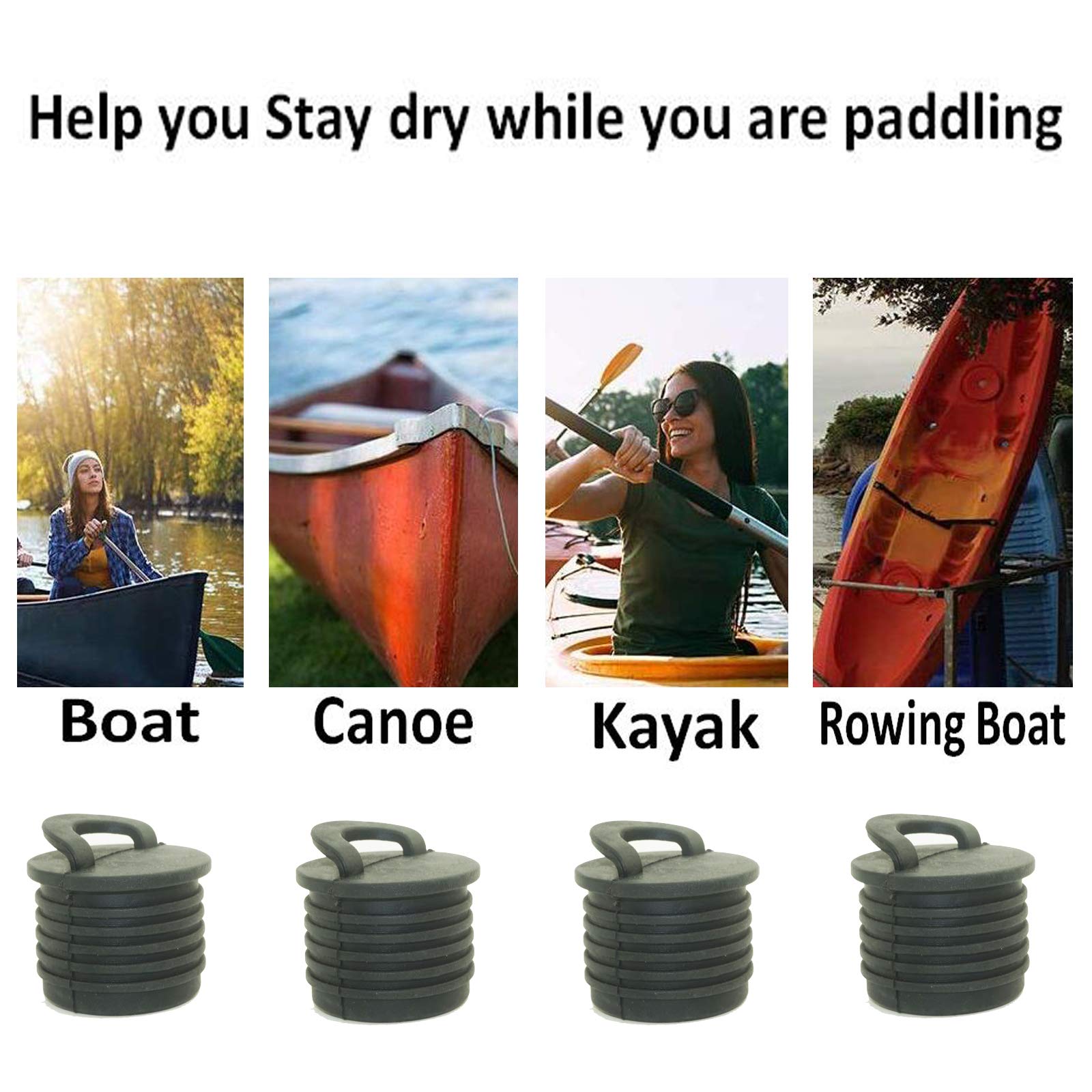 Pmsanzay Pack of 4, Kayak Marine Boat Scupper Stoppers Scupper Plugs bungs for Kayak Canoe Boat Drain Holes Bung Plugs Replacement Paddle Accessories