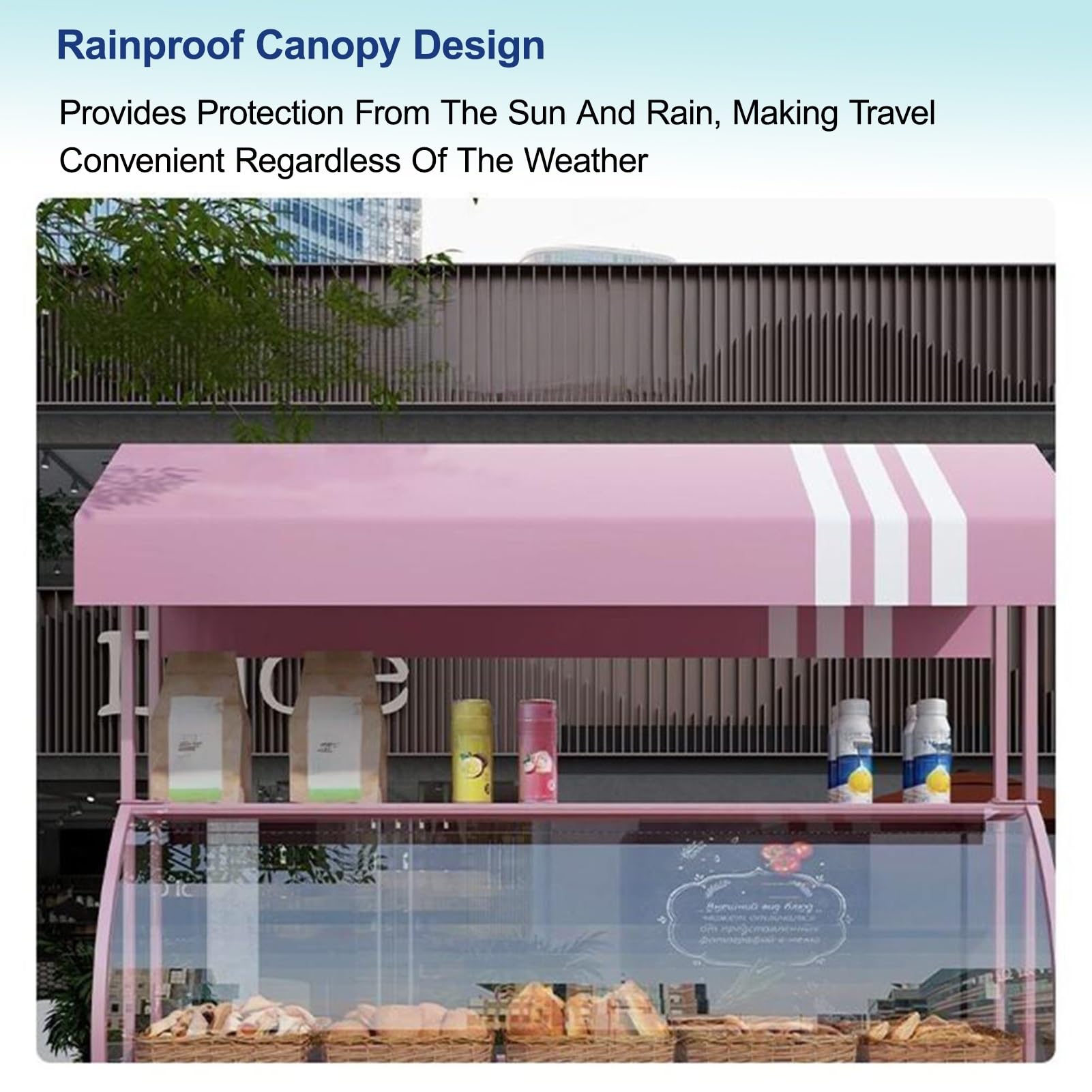 le Carrello alimentare con tettoia, Display venditore ambulante per eventi e vendite all'aperto, Stand alimentare portatile, Rimorchio alimentare commerciale, Food Truck Equint