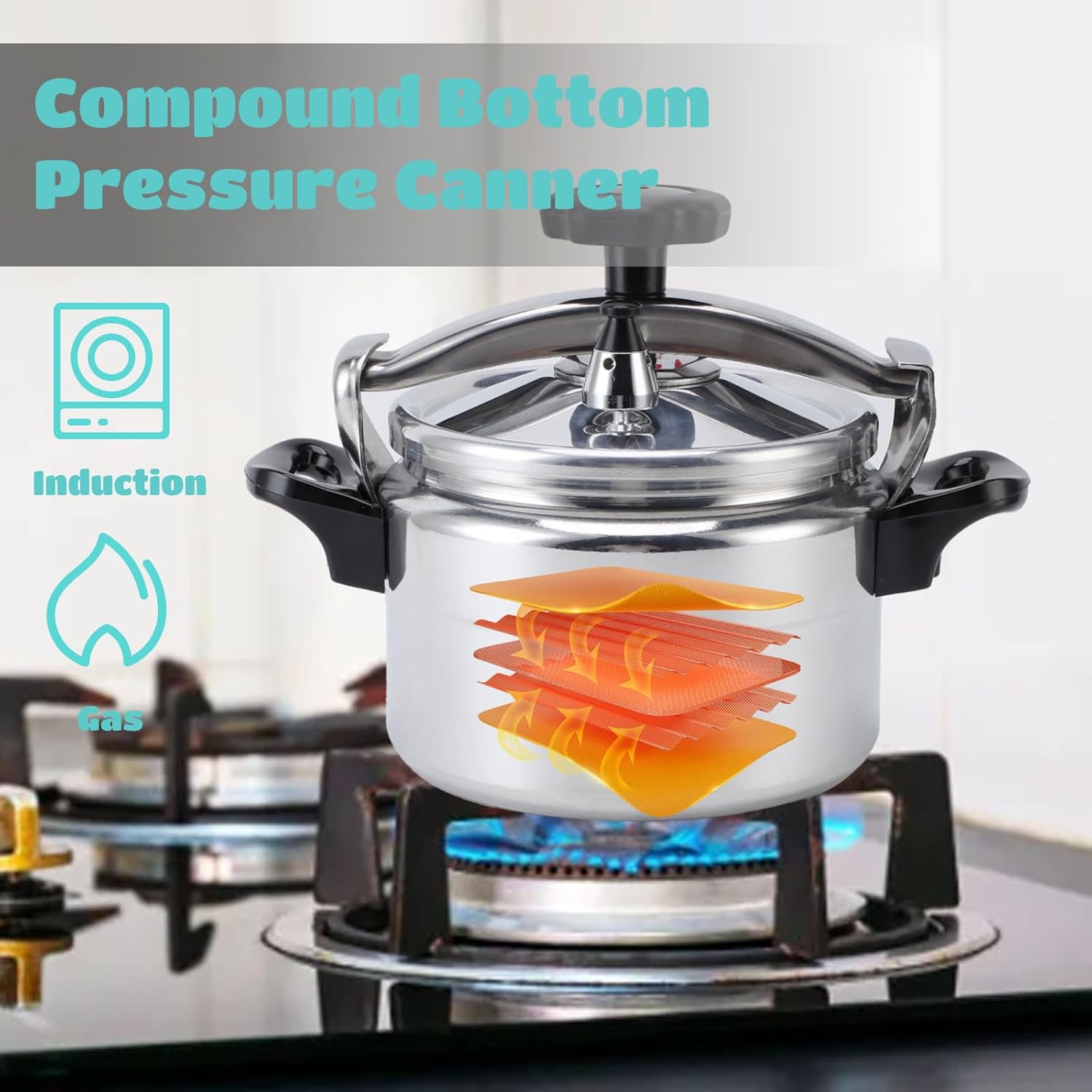 Aluminum Pressure Cooker for Stove Ergonomic Grip Large Pots Capacity Efficient Heat Retention Cookware Aluminum Alloy Stove Cookware