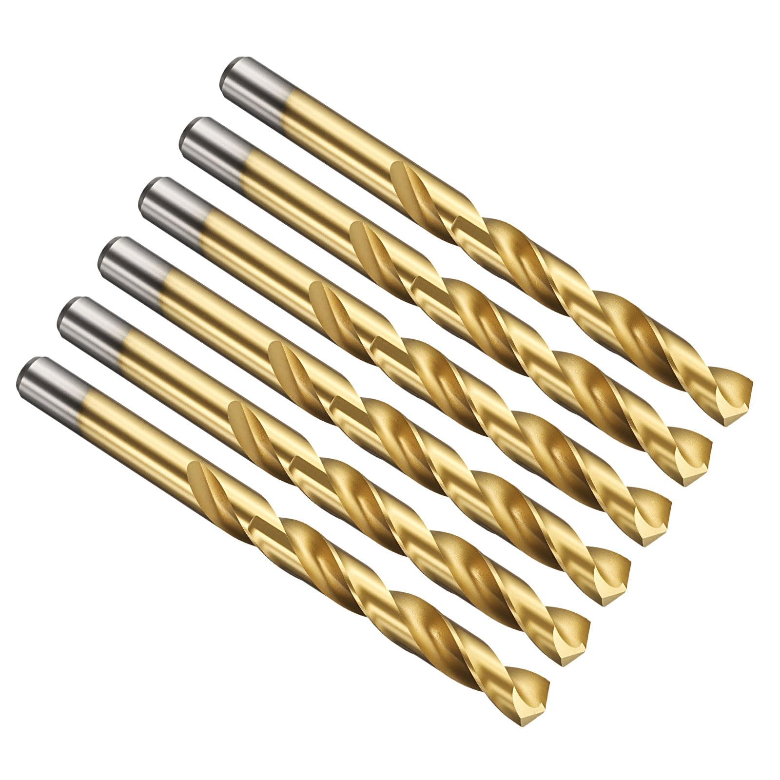 PATIKIL 11.5mm Drill Bit, Jobber Straight Shank M2 High-Speed Steel 135ยฐ Titanium Nitride TiN Coated for Stainless Steel Hard Metal - 6 Pack