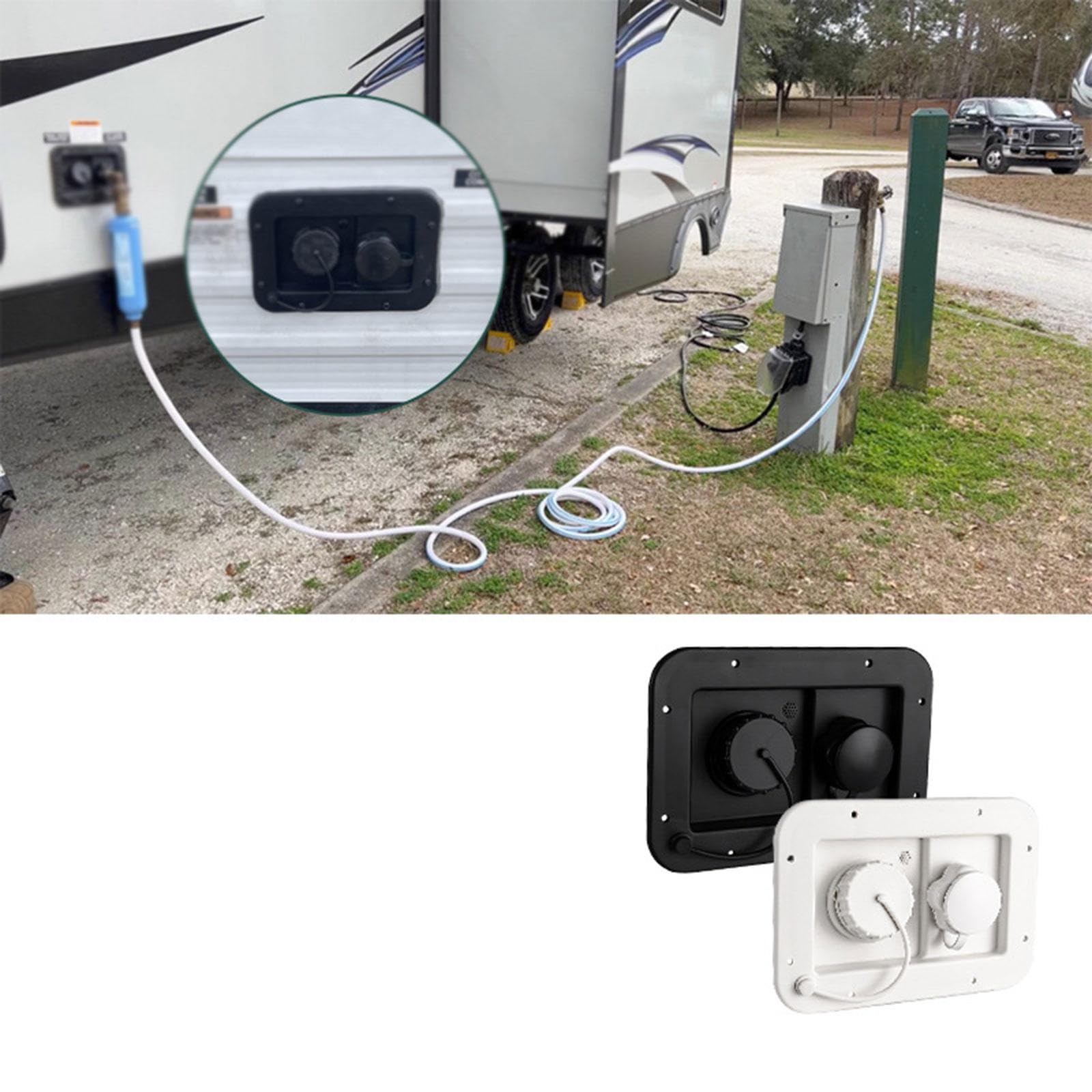predolo Wohnmobil Wasseranschluss RV Stadtwasserfüllklappe Gravitationsfüllklappe Ersatzteile Zubehör Praktische Installation für Wohnmobil Urlaub Outdoor, Weiß