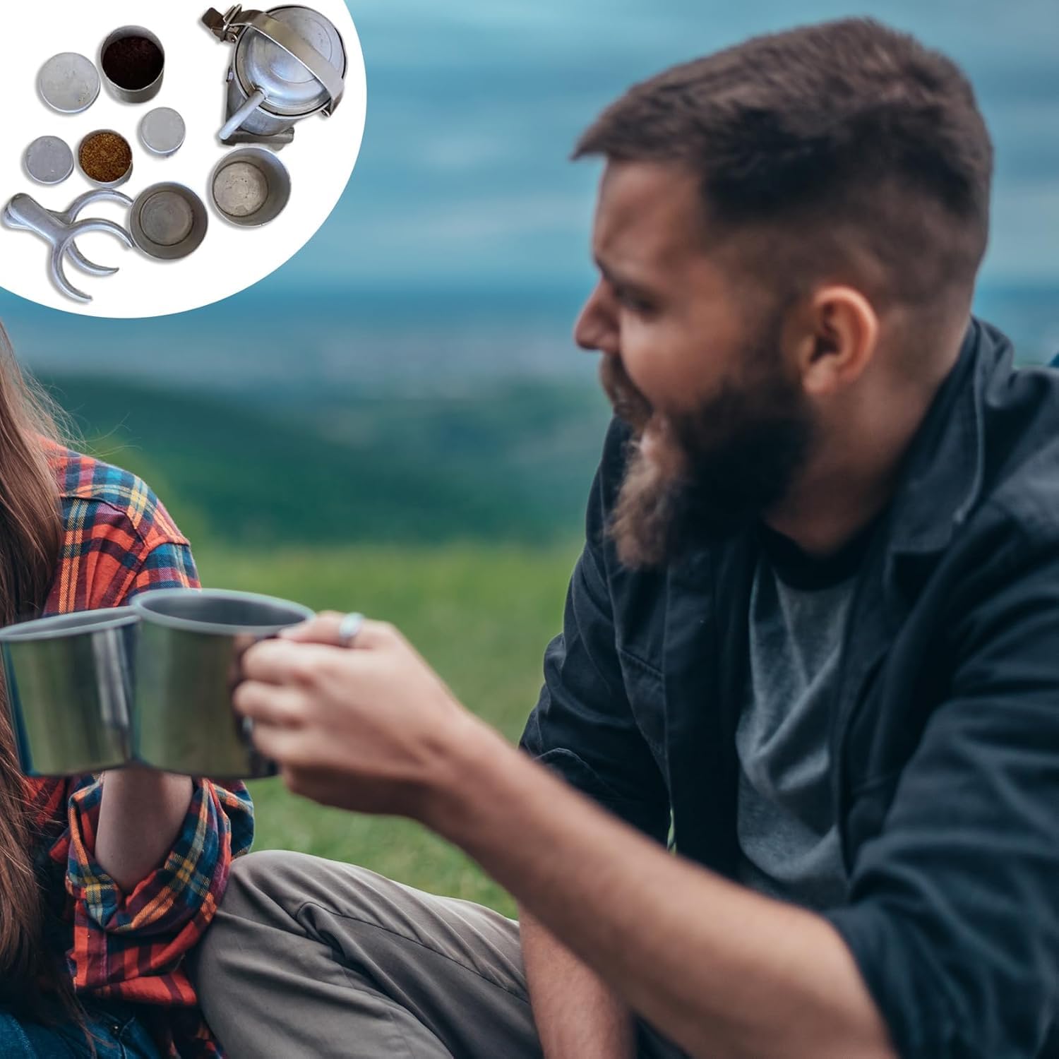 Kit de café de camping para coleccionistas, juego clásico de nostalgia y vertido, cafeteras compactas para viajes y aventuras al aire libre