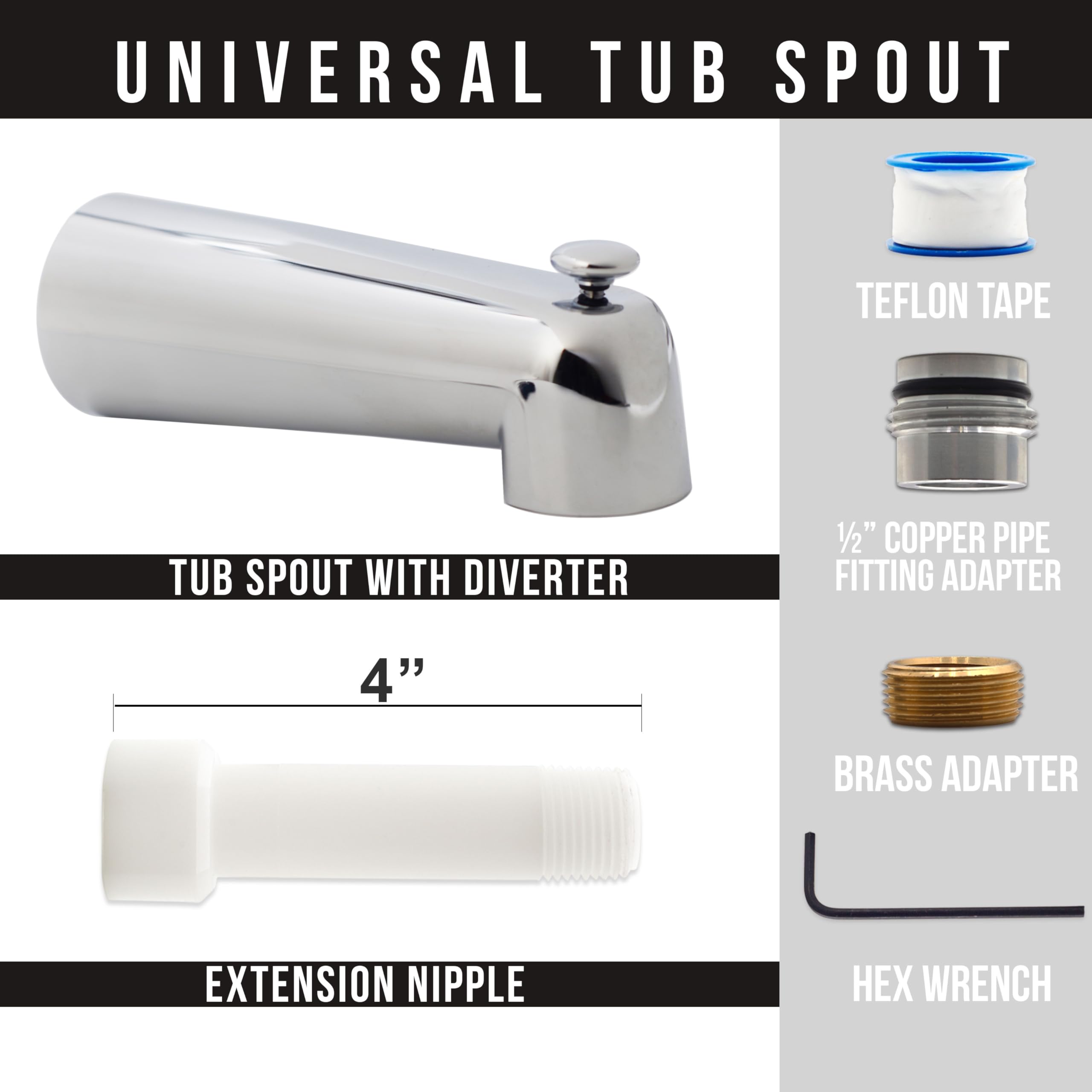 Westbrass E507DUS-26 - Boquilla desviadora universal de 7 pulgadas, zinc, cromo pulido