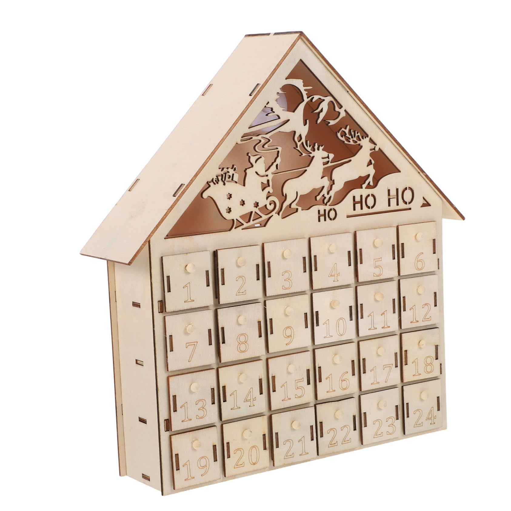 Ciieeo Calendario Avvento Legno con LED Illuminazione Ricaricabili per Countdown Natale Decorazione Natalizia in Stile Tradizionale da Tavolo con Luci Risparmio Energetico