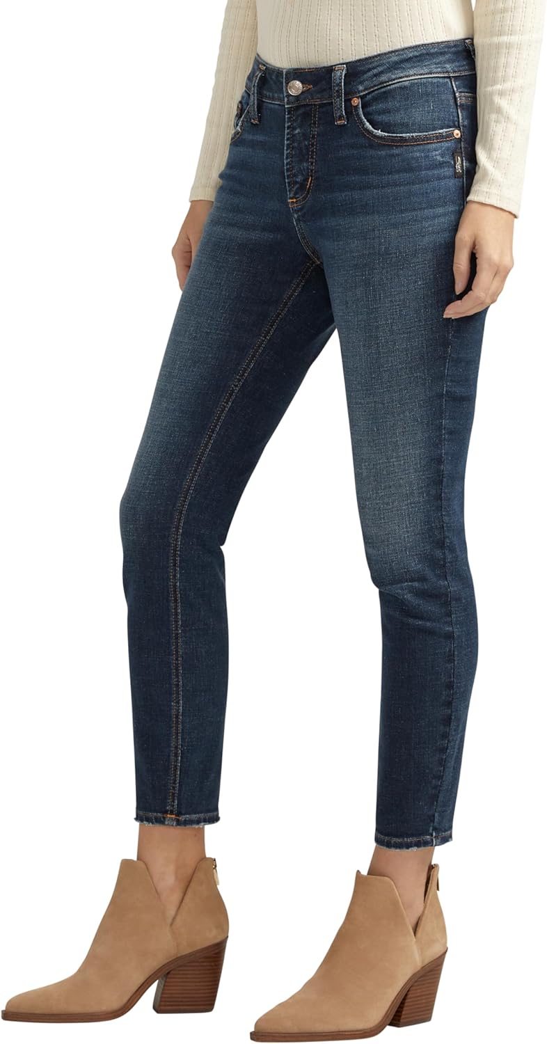 Silver Jeans Co. Women's Elyse Mid Rise Comfort Fit Skinny Jeans - Image 3