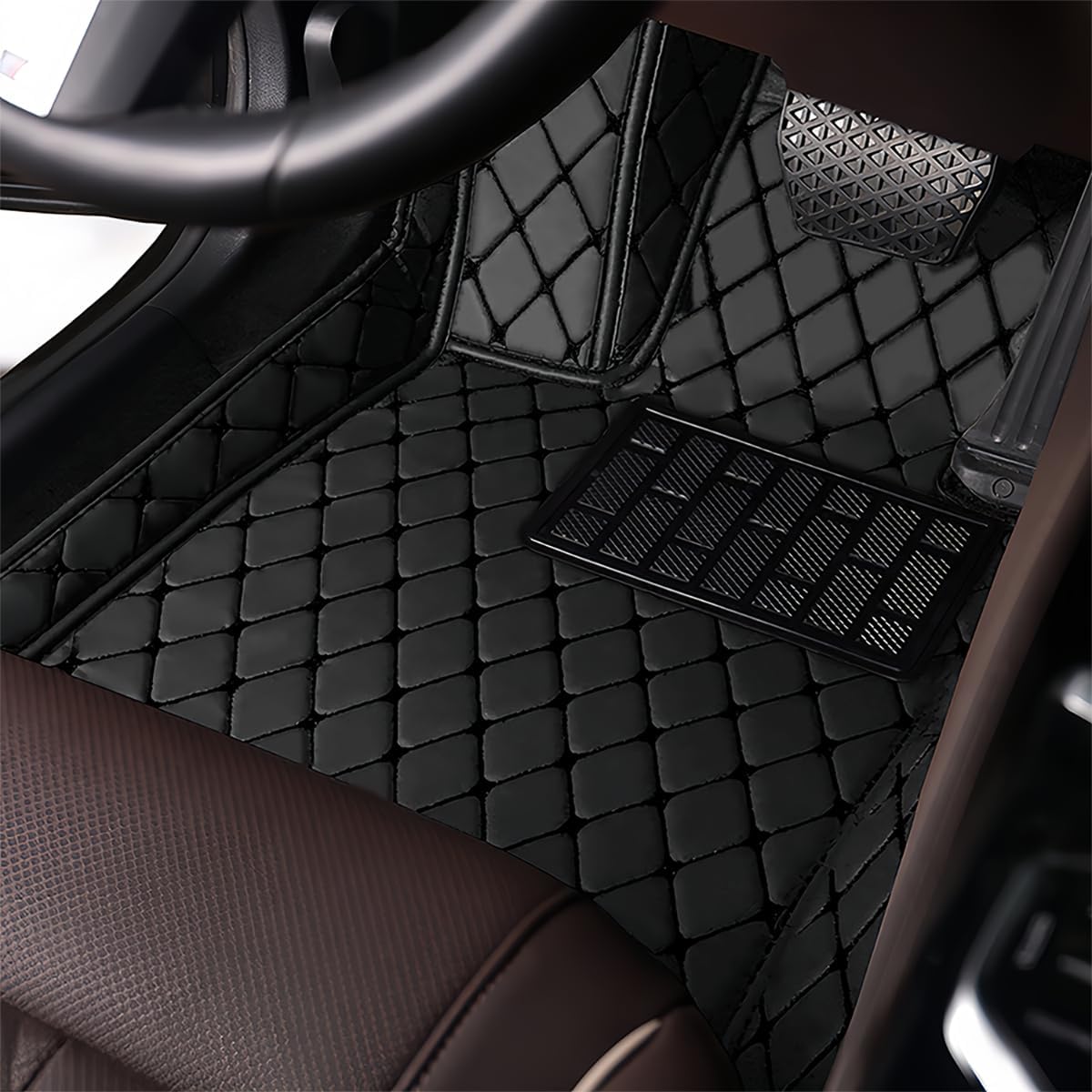 Leather Car Floor Mats for LS 460 2007-2017, Durable Vehicle Mat, Waterproof and Non-Slip Interior Accessories（Black）