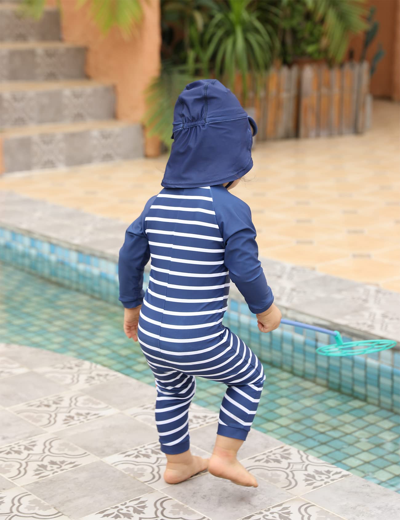 weVSwe Baby Toddler Boy Swimsuit Long Sleeve Baby Swimwear UPF 50+ Sun Protection Rash Guard Swimming Costume with Crotch Zipper 0-3 Years — view 83