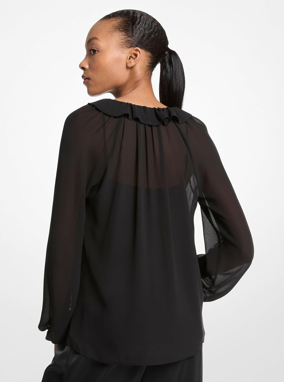 Michael Kors Womens Ruffle Neck Blouse - Image 2