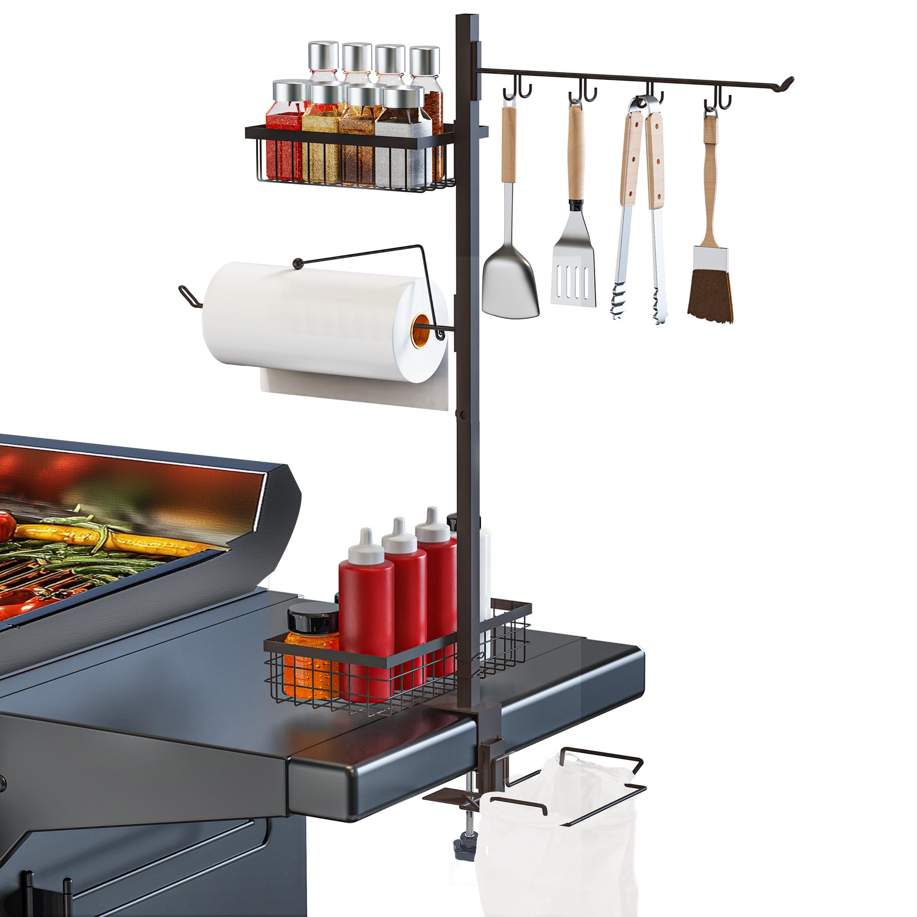 5-in-1 Barbecue Accessories Organiser - BBQ Tools Utensil Holder for Outdoor Barbecue/Cooking/Camping Kitchen, Fathers Day BBQ Gifts for Men Dad