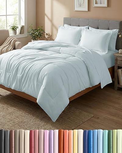 Miniatura 33 de Juego de edredón de tamaño Queen - Juego de cama de 3 piezas para todas las estaciones - 1 edredón suave acolchado con cintas en las esquinas y 2