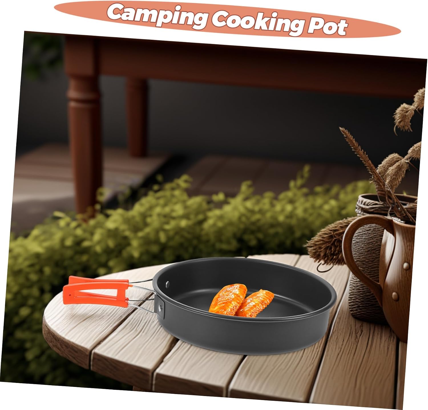 VICASKY Aluminum Skillet for Camping Multi-Functional Cooking Pot Portable Camping Pan Nonstick Coating