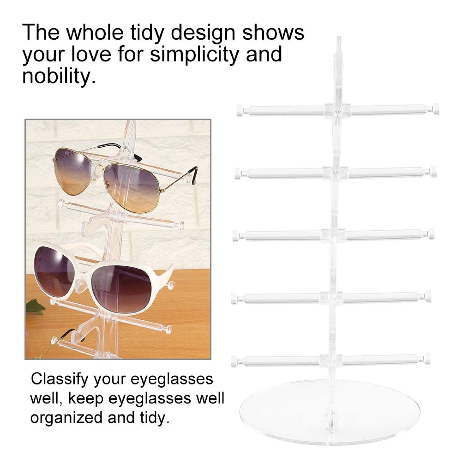 5 Pairs Plastic Eyeglasses Shelf Sun Glasses Display Stand Rack Eyeglasses Display Holder Eyeglasses Shelf Eyeglasses Sale Show Display Case[White]