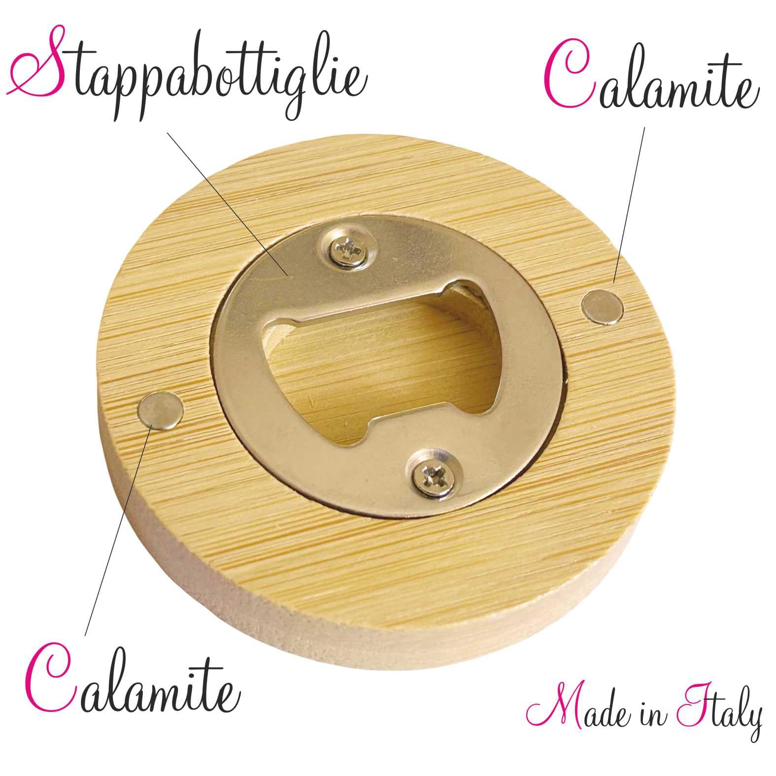 Regalami Set 6 Bomboniere Stappa Bottiglie Magnetico in Legno Confezione Completa con Scatola, Confetti e Biglietto (Alice)