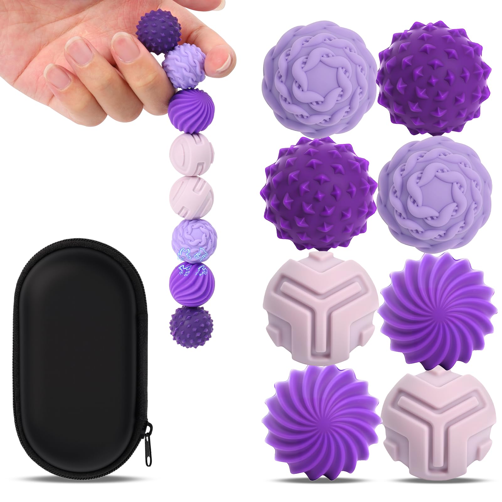 PAPAcroscoma Small Magnetic Balls Fidget Ball:8Pcs Magnetic Fidget Balls Sensory Toys Stress Relief for Adults Kids Autism ADHD Focus Office Desk Travel with Case (S Purple)