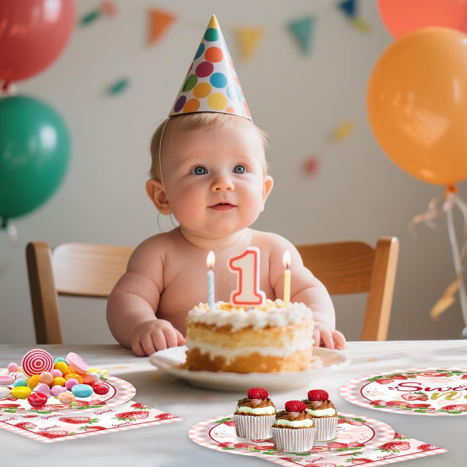 40Pcs Strawberry Birthday Decorations Berry First Birthday Decor Summer Fruit Plates and Napkins Party Supplies for Strawberry Decor Baby Shower Strawberry Party Decorations - Image 6