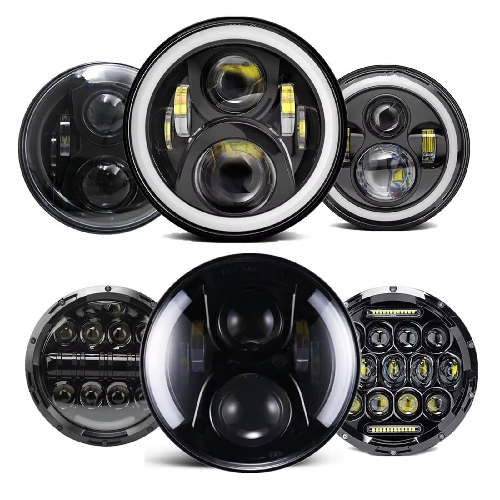 Faro anteriore Per Lada Per Niva 4X4 Per Auto Fuoristrada Nero 7 Pollici LED Fari Rotondi DRL Hi Lo Beam Faro(D 2pcs)