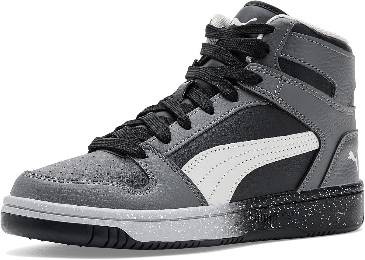 PUMA Unisex-Child Rebound Layup Shoes, Cool Dark Gray-Cool Light Gray- Black- White SS26, 4, Big Kid