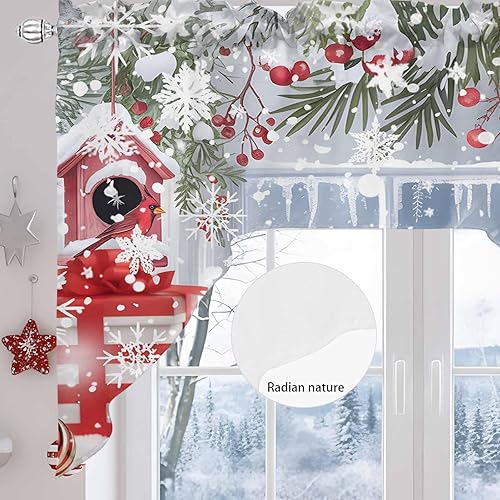 Miniatura 6 de Jolunifun Muñeco de nieve de Navidad, cenefa de cocina, cenefa con bolsillo para barra, paneles de cortina para dormitorio, sala de estar, baño,