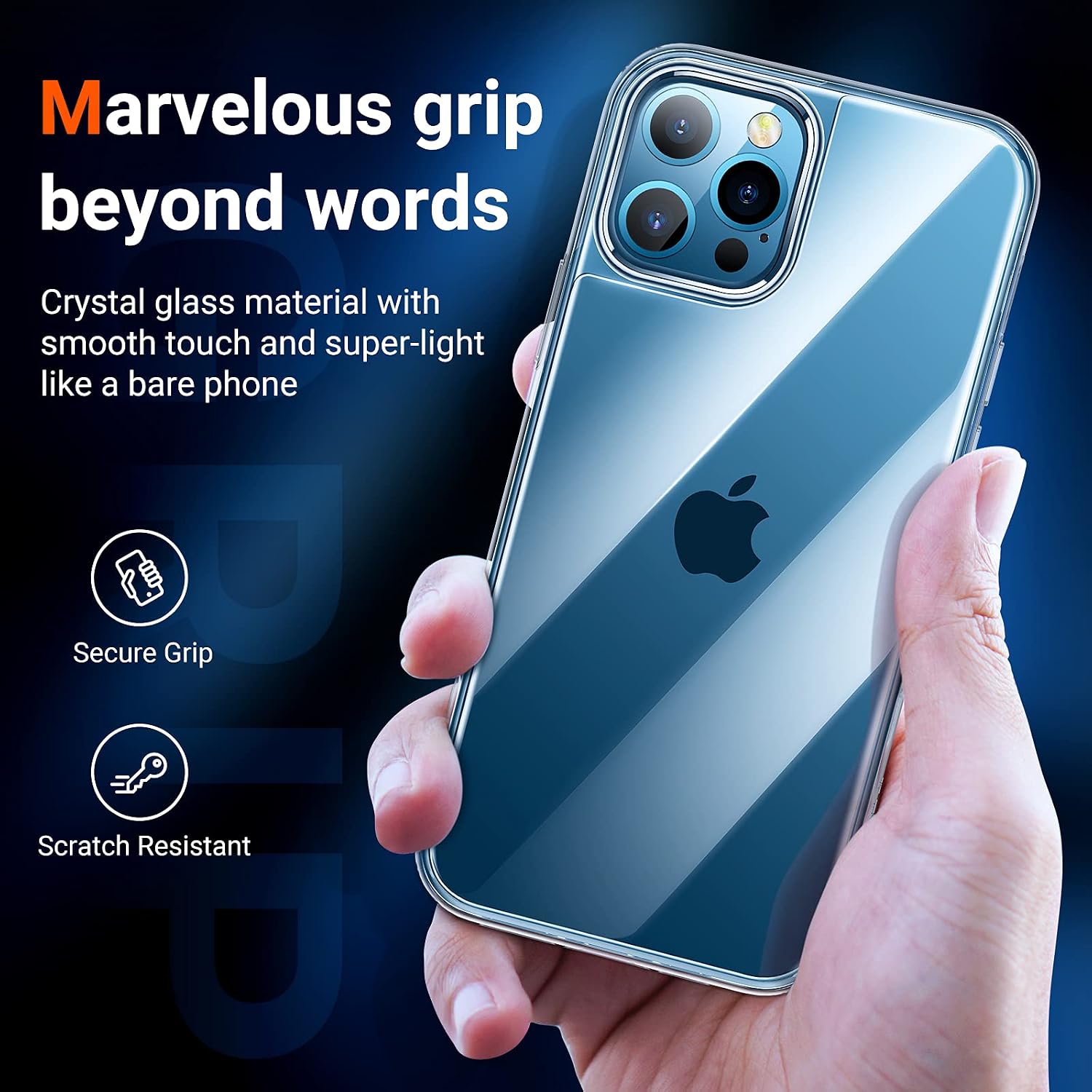 TORRAS Clear Tempered Glass Designed for iPhone 12 Pro Max Case, [Zero Scratch] No Yellowing Shockproof Back with Soft Flexible Slim Thin Protective Edge for iPhone 12 Pro Max Phone Case, Transparent