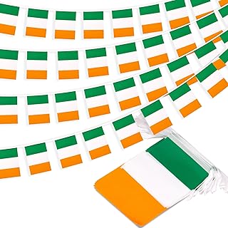 Ireland String Flag Pennant Banner, Small Mini Irish Flags Bunting Banner, St Patrick's Day National Country Decoration for School, Party, Sports Events, Patriotic Festival, 33 Feet 30 Flags