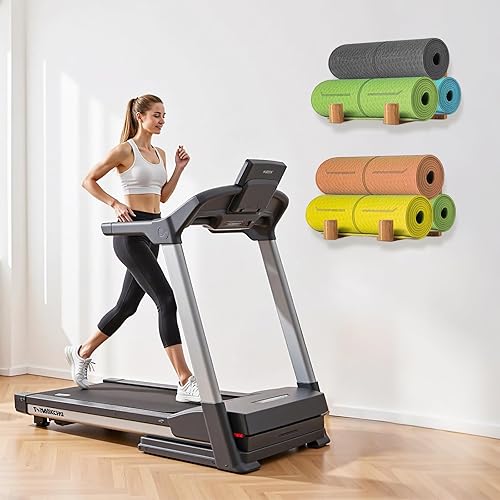 Miniatura 5 de Wood - Soporte para esterilla de yoga, soporte de pared, organizador de estante de pared, ganchos de pared de rodillo de espuma, capacidad para 3