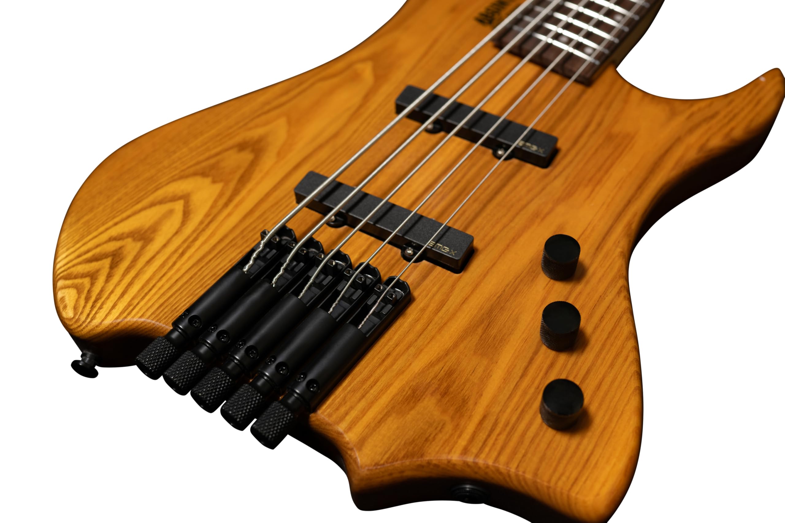 Bootlegger Absinthe 5 String EMG Active Jazz Pickups Honey Gloss Finish Headless Bass for Beginners and Pro Players, Monorail Bridge System