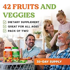 Simply Nature\'s Pledge - Packed with Over 40 Different Fruits & Vegetables - Made with Whole Food Superfoods - with High Beta Carotene - 100% Soy Free - 90 Count (Pack of 2)