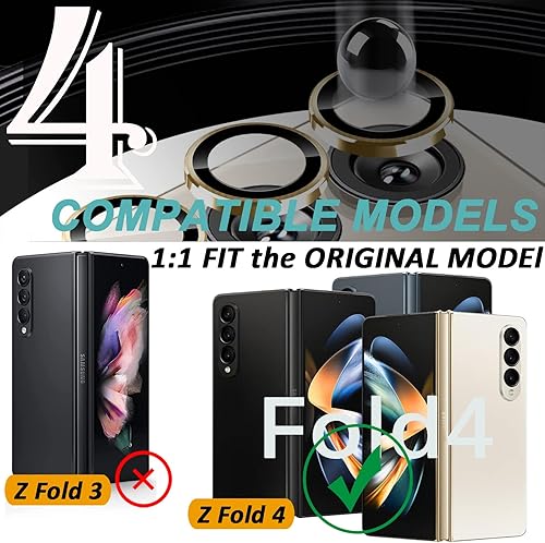 Miniatura 6 de Miimall Protector de lente de cámara compatible con Samsung Galaxy Z Fold 4, antiarañazos, 9H HD, protector de cámara de vidrio templado para Galaxy