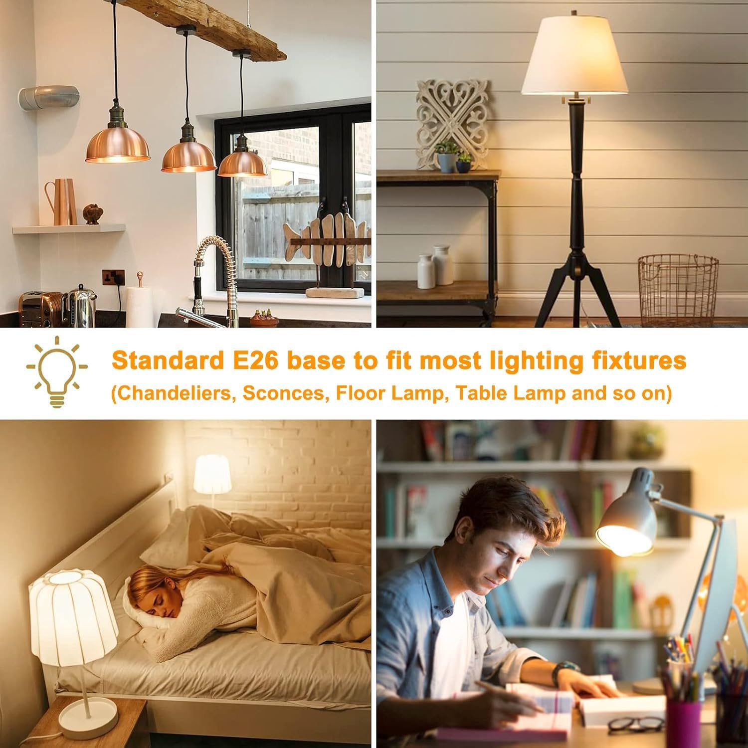 A19 LED Light Bulb 3000K Warm White, 6 Pack high Output A19 LED Bulb Soft White 800LM 120V 9W, Equivalent 60W, No Flicker E26 Base, Non-Dimmable A19 E26 LED Bulb Long Lifespan