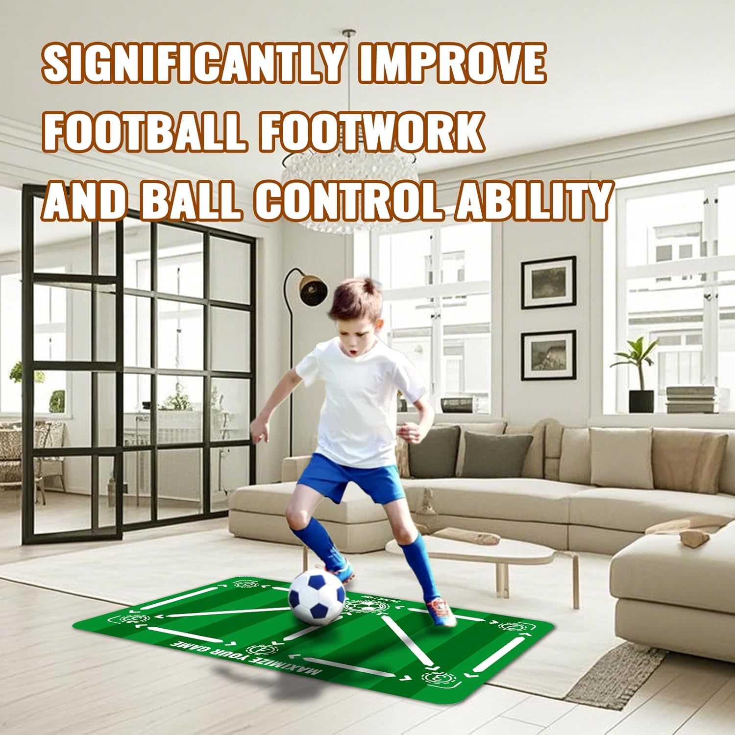 Soccer Training Equipment,Soccer Training Mat Improve Strength,Agility and Coordination,Anti-Slip Silent Absorption Soccer Footwork Training Mat,Soccer Trainer for Indoor/Outdoor Drills