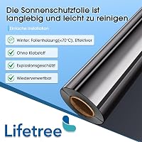 Lifetree Tükör Ablakfólia 90x200cm Hővisszaverő Öntapadós Napvédelem Fekete-Ezüst 8