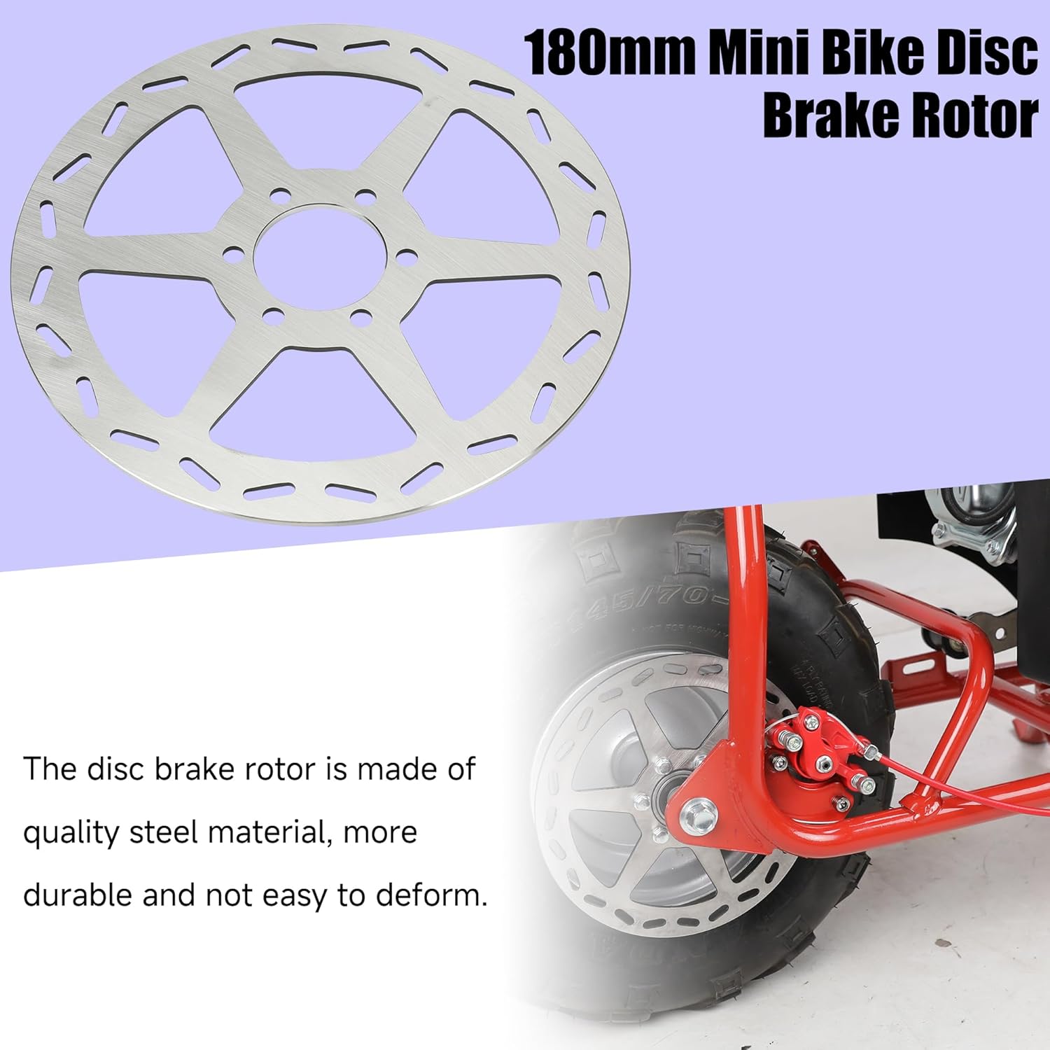 Mini Bike Brake Lever Kit with 180mm Disc Brake Rotor Compatible with Coleman CT100U CC100X Baja Doodlebug DB30 Motovox MBX10 MBX11 Monster Mega Moto 80cc 105cc Parts Rear Brake Caliper