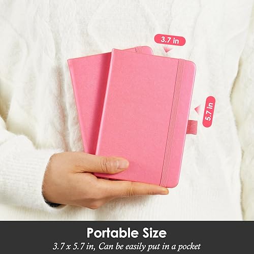 Miniatura 24 de Cuaderno pequeño de cuero con bolígrafo para escribir mujeres, con bolsillo pequeño, minibloc de notas forrado para viajes y trabajo, cuaderno de 3