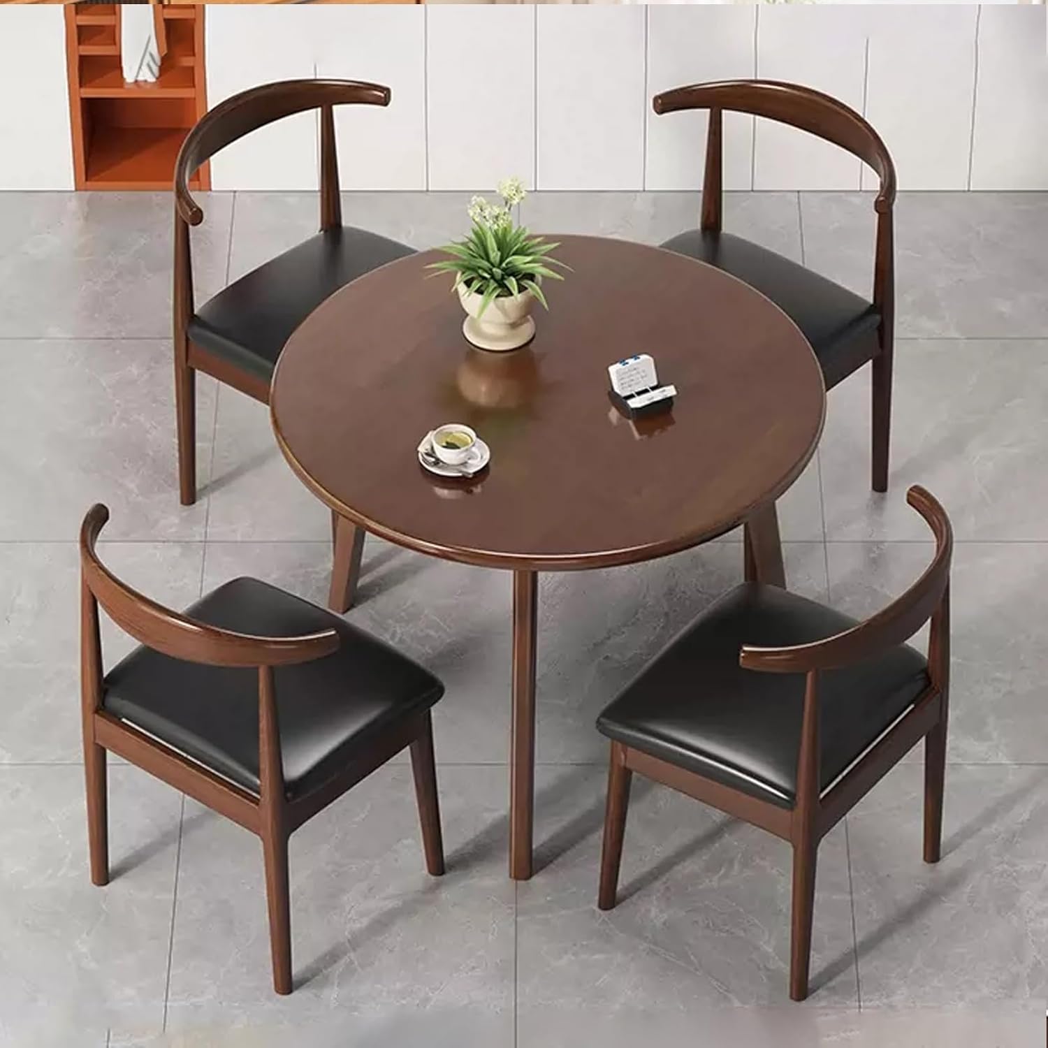 Conference Table and Chair Set for Office Reception Room, Negotiation Dining Table Set, Space-Saving Furniture for Lounge Living Room - Club Style Furniture,Brown a-27.6"/70cm