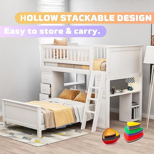 Miniatura 5 de OMNISAFE Stepping Stones para niños, juguete de piedras de lava de equilibrio para niños pequeños, bordes de goma antideslizantes y superficie de