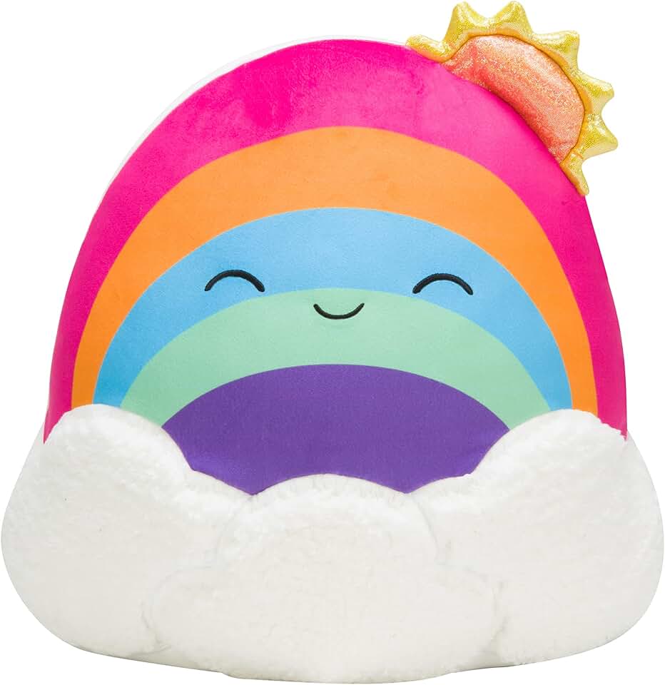 Squishmallows 14 吋陽光彩虹雲朵 - 大型超軟官方凱莉玩具毛絨玩具