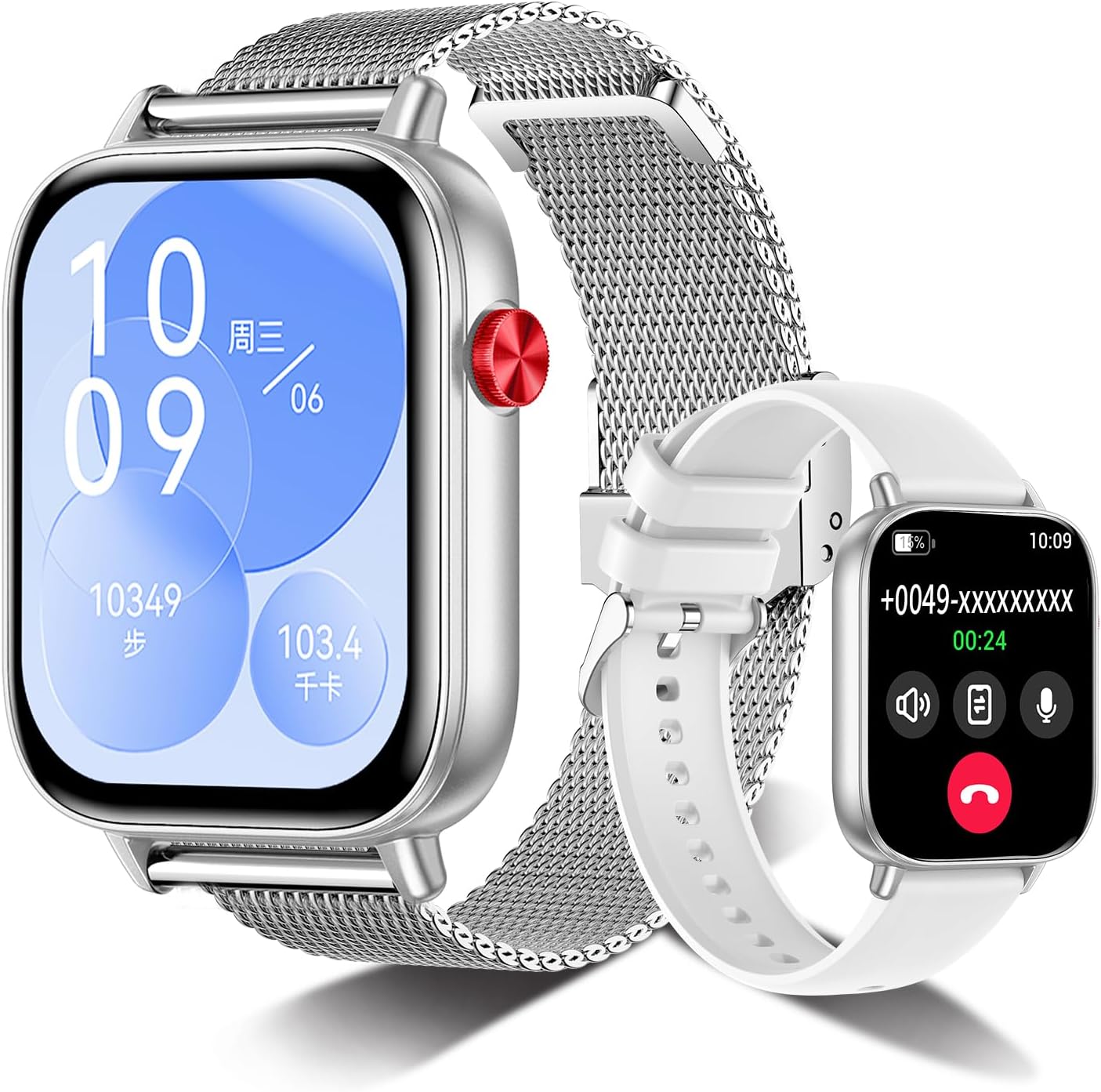 Smart Watch for Women,1.83″ HD Smartwatches (Answer/Make Call), IP68 Waterproof Activity Fitness Tracker, HR, Sleep Monitoring, Pedometer, Fitness Watch for Android iOS (Silver)