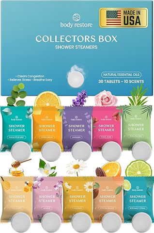 BodyRestore Shower Steamers Aromatherapy - Variety 30 Pack, 10 Scents