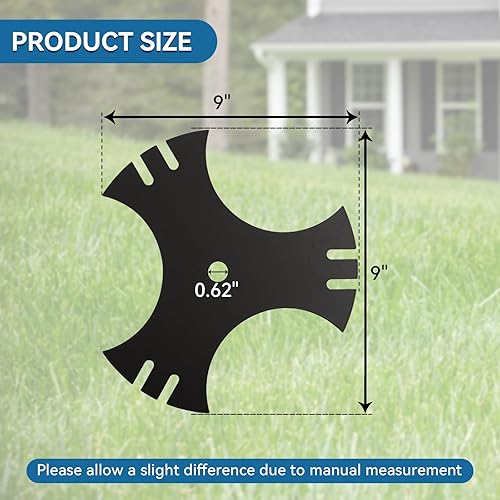 Miniatura 4 de Edger Blade 781-0748 781-0748-0637 para Craftsman Troy-Bilt MTD - Cuchilla de zanjadora Tri-Star de 3 lados y 9 pulgadas para bordeadora de gas B&S
