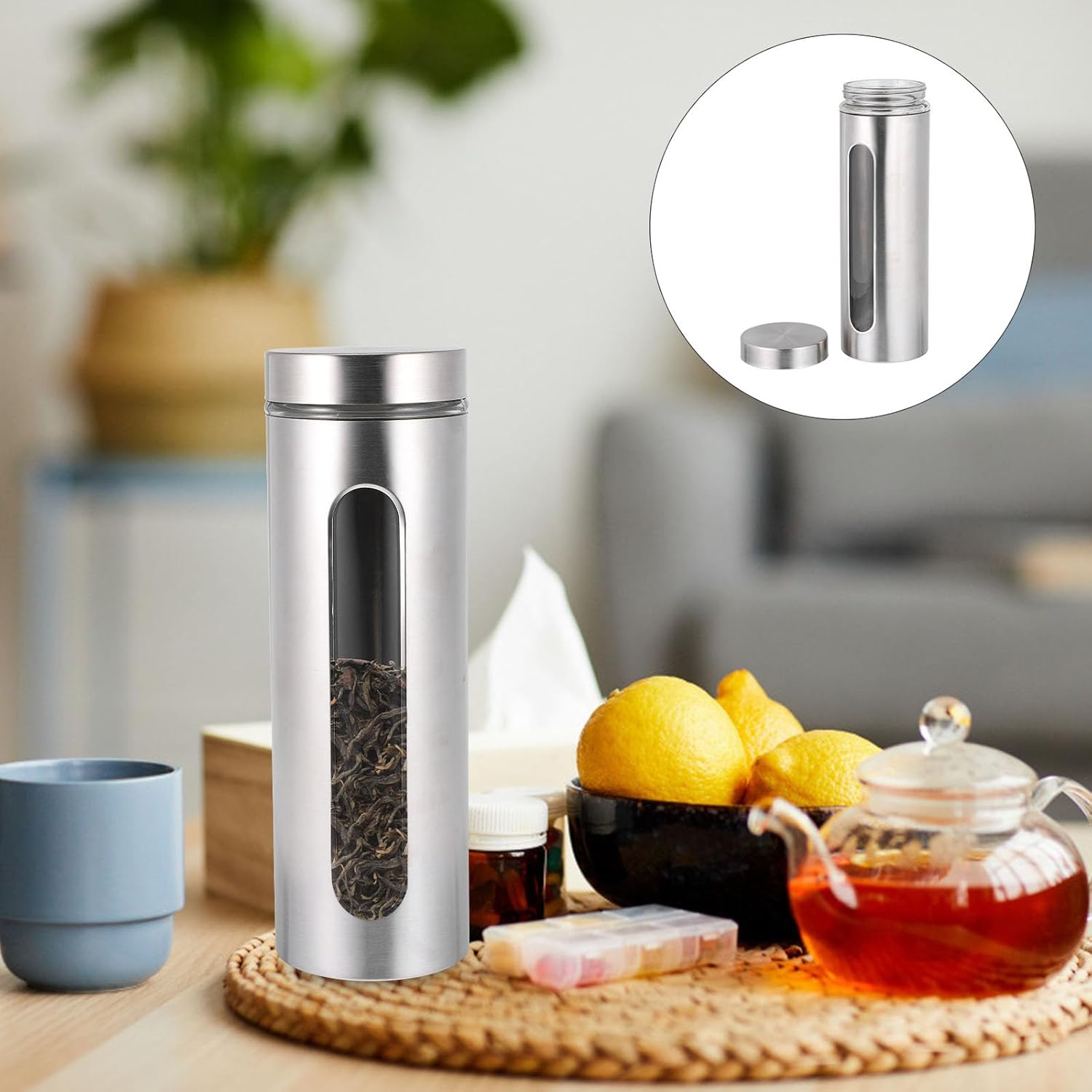 Airtight Glass Spice Jar with Food-grade Stainless Steel Lid Multifunctional Kitchen Storage Container for Salt Pepper Coffee and Dry Goods Organization