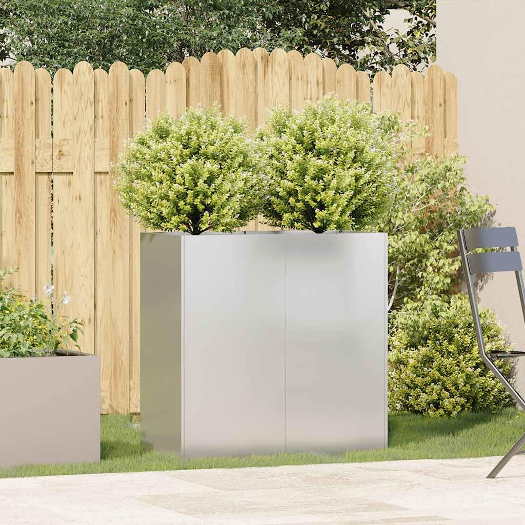 Jardinera de acero inoxidable 80 x 40 x 80 cm para jardín, balcón o patio con fondo abierto y soportes de soporte, amplia jardinera elevada para plantas, hortalizas, hierbas aromáticas