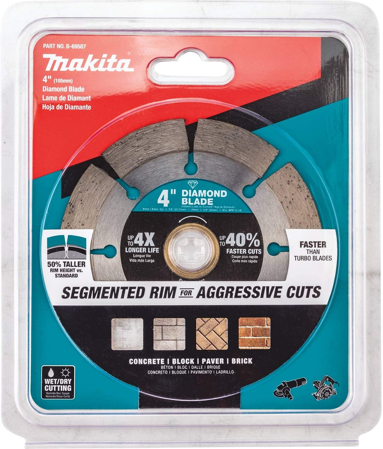 Makita B-69587 4" Diamond Blade, Segmented, General Purpose