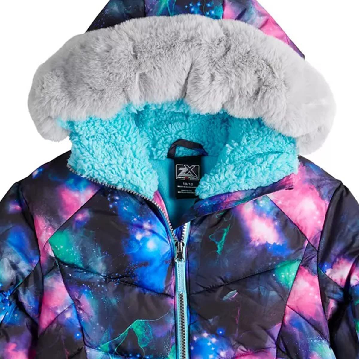 ZeroXposur Girls Puffer Jacket Fleece lined Winter Coat with Lined Hood and Removable Faux Fur Trim: Clothing, Shoes & Jewelry