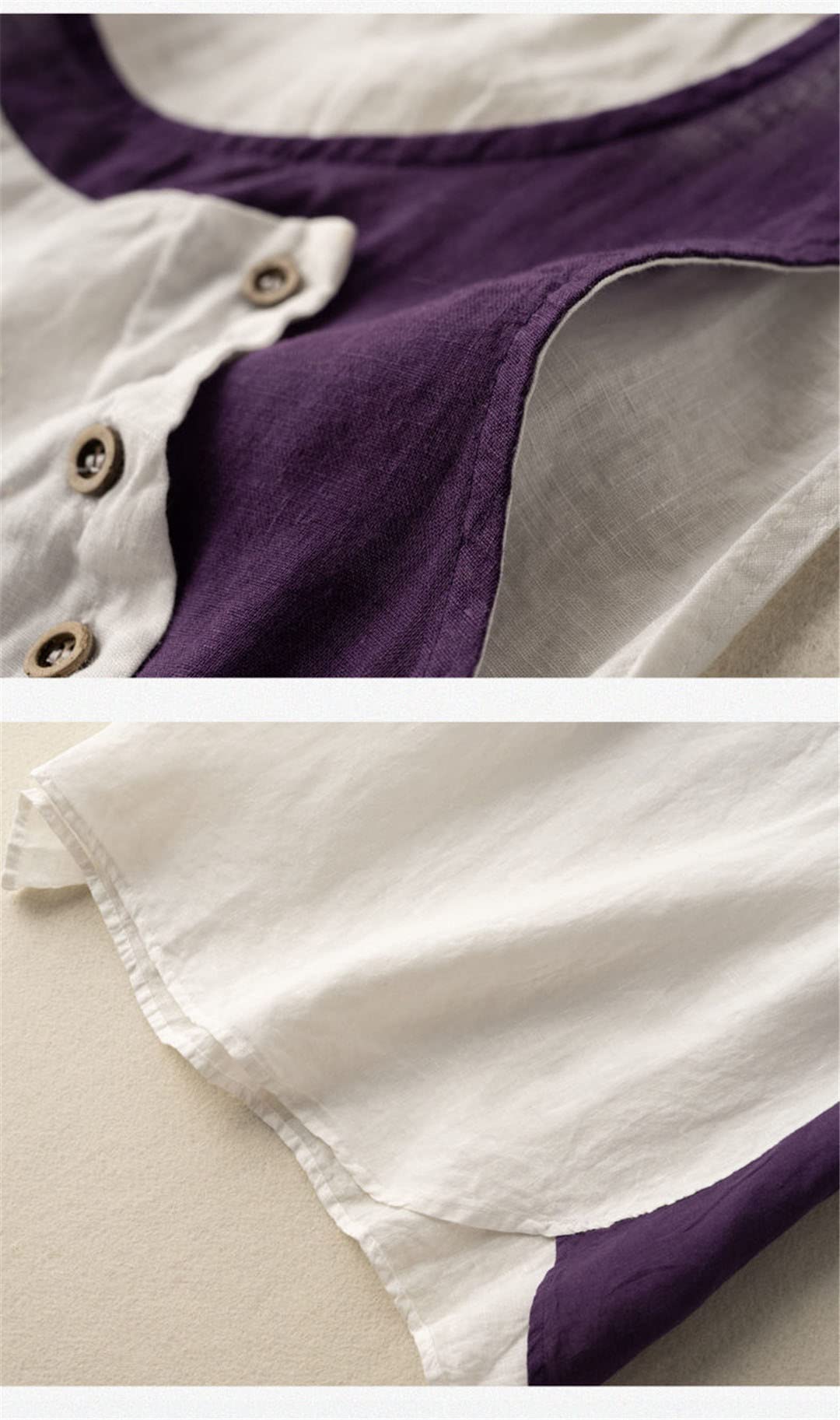 Gilet da donna in cotone e lino con bottoni retrò Primavera ed estate Top O-Collo senza maniche Vest