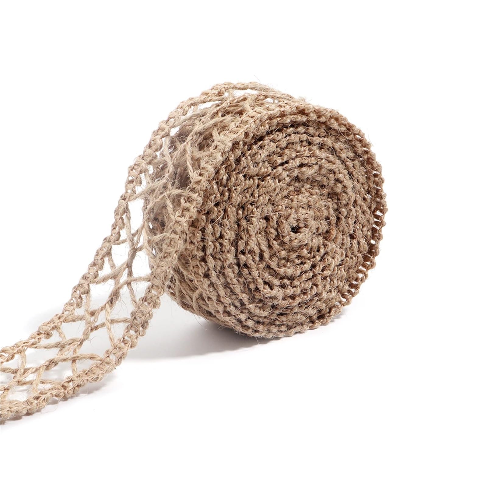 Hessian Roll 5/10M Lace Tape DIY Apparel Sewing Fabric Linen Burlap Ribbon Webbing for Wedding Decoration Box Bouquet Packaging(4cm Cross Network 5M)