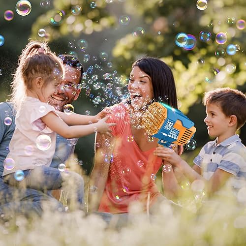 Miniatura 6 de Ametralladora de burbujas de 132 agujeros  Bazuca de burbujas con luz mejorada 2023 con solución de burbujas, pistola de cañón eléctrica para hacer