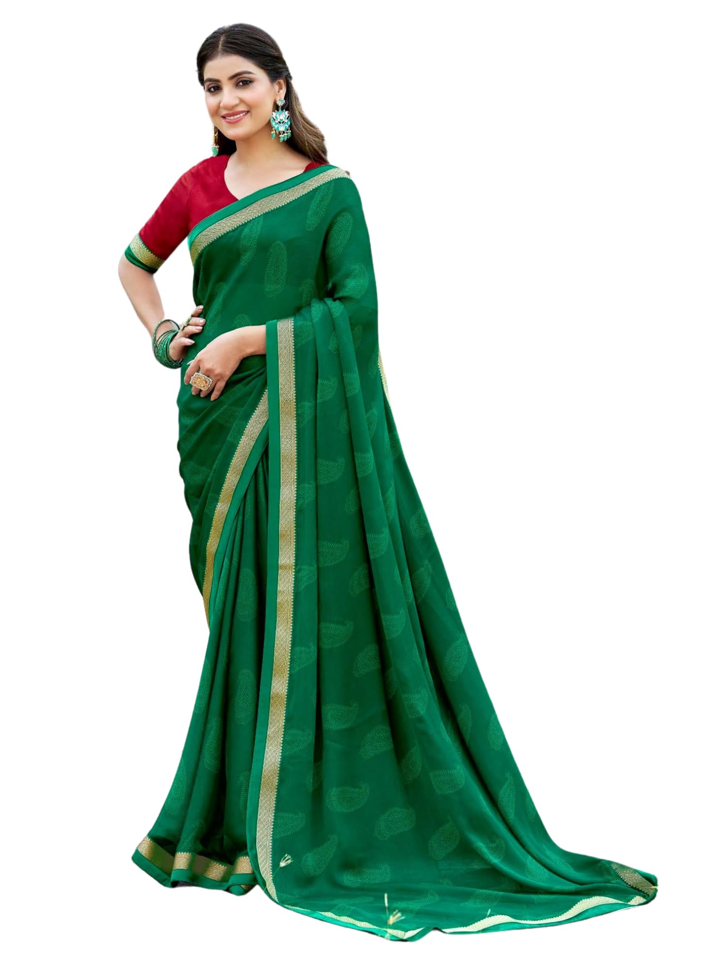 Shyamlal Clothing Exclusive Printed Chiffon Saree with Georgette Blouse, Timeless Modern Ethnic Wear(SR-591)-image-27